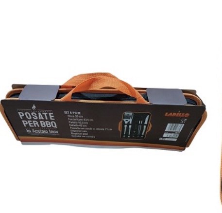 Set Barbecue Professionale Lapillo 8 Pezzi in Acciaio Inox – Kit Completo con Valigetta, Pennello e Dispenser Spezie - immagine 2