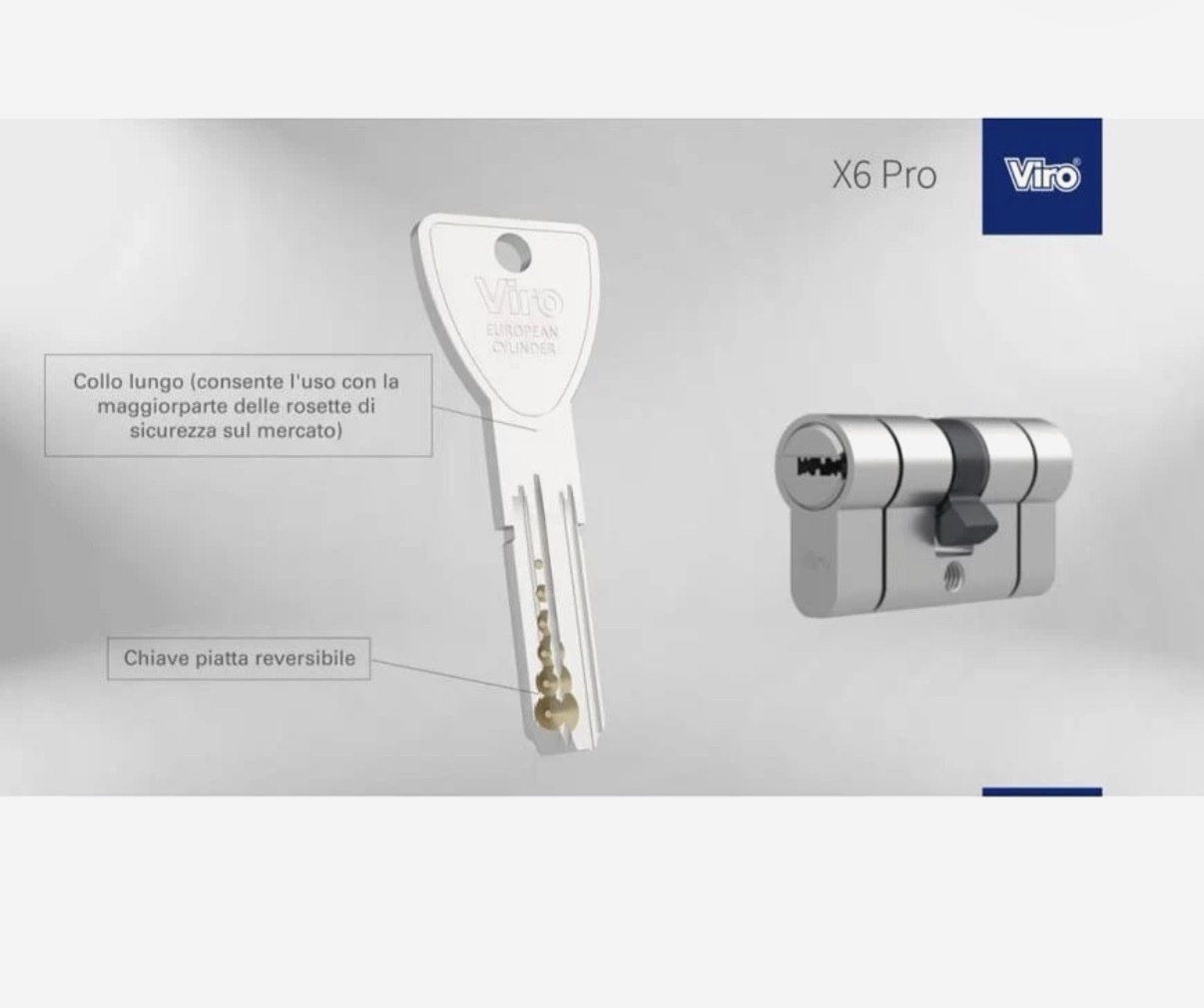Cilindro Europeo Viro X6 Pro 30/40 NK 70 mm: sicurezza evoluta e affidabilità per porte blindate moderne - immagine 2