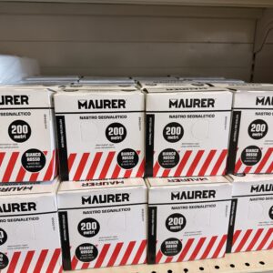 Nastro Segnaletico in PVC Bianco/Rosso MAURER 200 mt x 7 cm per Delimitazione e Sicurezza