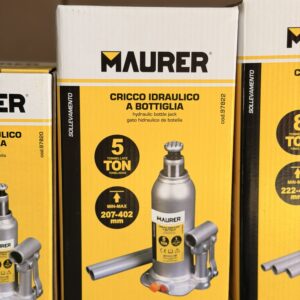Home 10 Cric Idraulico a Bottiglia Maurer 5 Tonnellate – Martinetto Professionale 207-402 mm per Auto, SUV e Furgoni