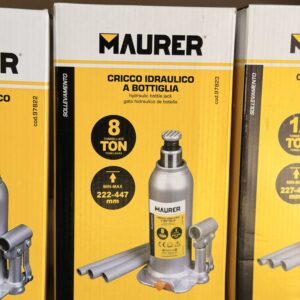 Home 9 Cric Idraulico a Bottiglia Maurer 8 Tonnellate – Martinetto Professionale 222-447 mm per SUV, Furgoni e Camper