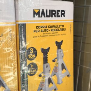 Home 6 Cavalletti per Auto Maurer 3 Tonnellate – Set 2 Pezzi Regolabili 276-420 mm a Cremagliera per Sicurezza in Officina e Garage