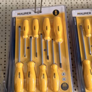 Home 5 Cacciaviti Maurer Set 8 Pezzi – Manico Giallo Ergonomico in Acciaio Cromo Vanadio (5 Taglio + 3 Croce PH)