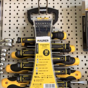 Home 2 Cacciaviti e Inserti Maurer Set 30 Pezzi – Acciaio Cromo Vanadio con Manico Ergonomico e Kit Precisione