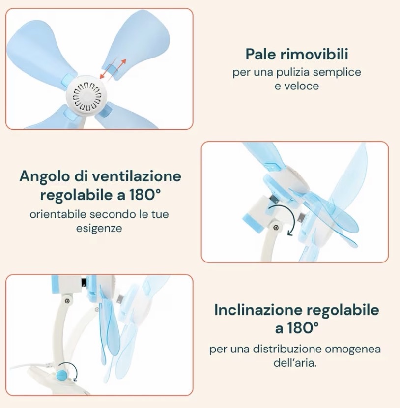 Ventilatore a Pinza con Doppio Snodo Kiwi – Massima Praticità e Freschezza per Casa e Ufficio 3 Ventilatore a Pinza con Doppio Snodo Kiwi – Massima Praticità e Freschezza per Casa e Ufficio - immagine 3