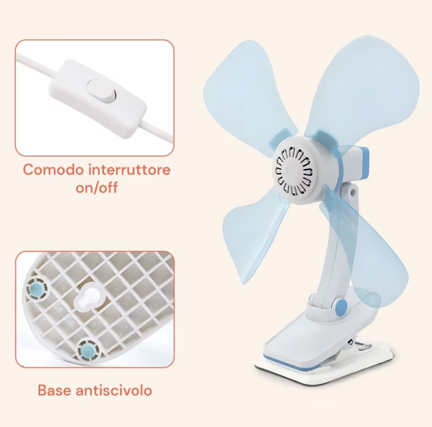 Ventilatore a Pinza con Doppio Snodo Kiwi – Massima Praticità e Freschezza per Casa e Ufficio 4 Ventilatore a Pinza con Doppio Snodo Kiwi – Massima Praticità e Freschezza per Casa e Ufficio - immagine 4