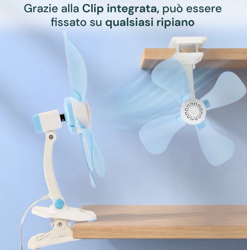Ventilatore a Pinza con Doppio Snodo Kiwi – Massima Praticità e Freschezza per Casa e Ufficio 5 Ventilatore a Pinza con Doppio Snodo Kiwi – Massima Praticità e Freschezza per Casa e Ufficio - immagine 5
